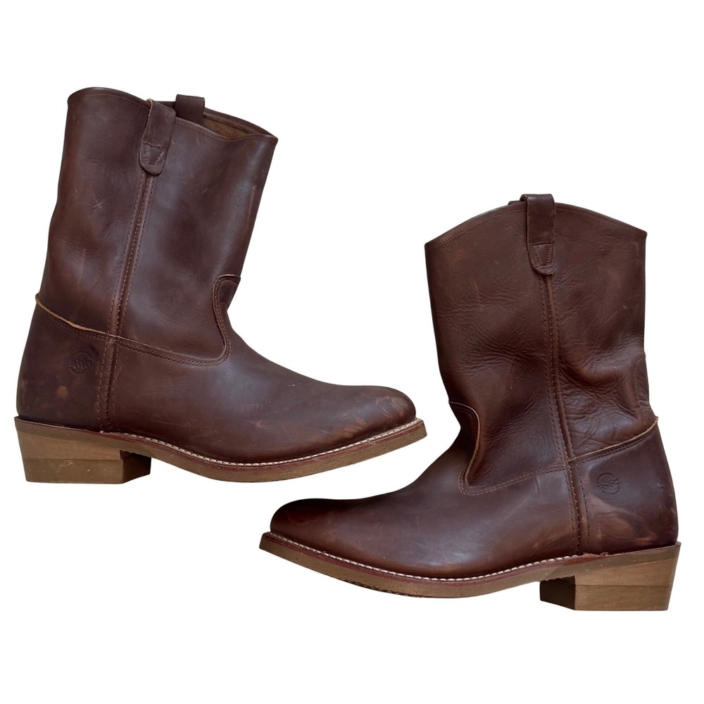 Double-H Ranch Wellington Men's Sz 12 EE Brown Leather Oil Resistant-Pre-Owned
